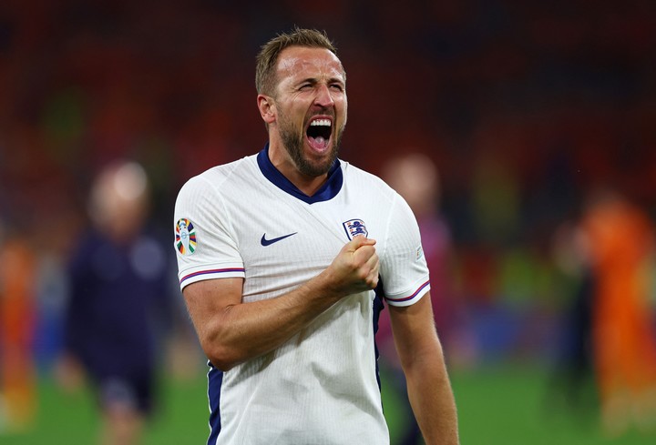Harry Kane festejando un gol con la Selección de Inglaterra.