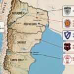 Mapa con todos los clubes argentinos de la Patagonia que jugaron en Primera División.